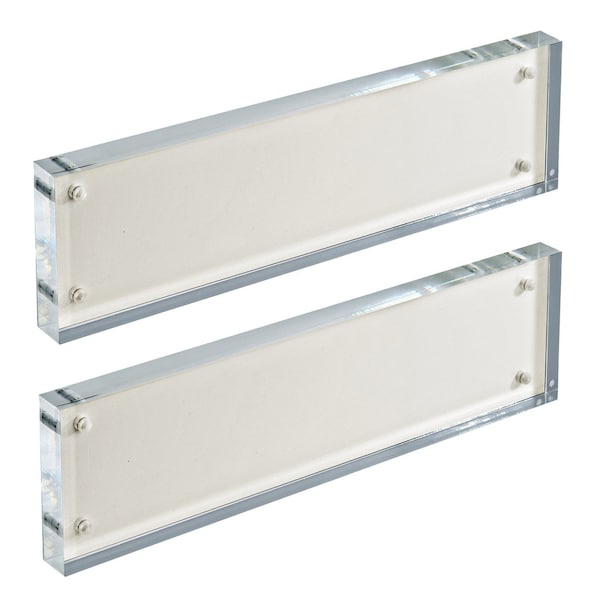Azar Displays White Acrylic Block with Metal Back Plate 3 in. X 11 in., 2PK 104664-WHT-2PK - main